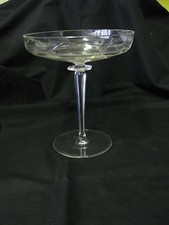 Vintage Etched Glass Footed Shrimp Cocktail / Dessert Coupe with Floral Wheel-Cut Design — listing 3