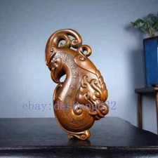 Chinese Dragon and Phoenix Resin Figurine Pair on Wood Base — listing 6