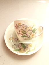 Sampson Smith Old Royal Bone China Teacup and Saucer, Pink Rosebud Pattern, listing 5