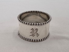 Antique Sterling Silver Napkin Ring with Engraved Floral Motif and Monogram — listing 6