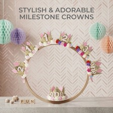 Pink Sequin Crown Headband with Bow and Rose Flowers - Baby/Girls Party Photo Prop