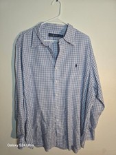 Polo Ralph Lauren Men's Blue Gingham Check Button-Down Shirt Size M — listing 5