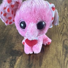 TY Beanie Boos Pink Elephant Plush with Glitter Eyes and Heart-Print Ears — listing 4