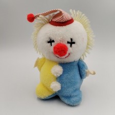 Vintage Plush Clown Stuffed Toy with Blue & Yellow Jester Hat and Satin Ruffle Collar — listing 6