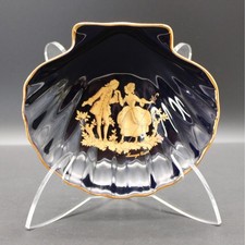 Cobalt Blue & Gold Floral Porcelain Trinket Dish with Pink Rose Center — listing 2