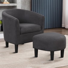 Contemporary Gray Upholstered Oversized Accent Chair with Track Arms — listing 2