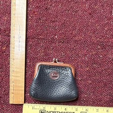 Vintage Brown Leather Kisslock Clutch Wallet with Zippered Compartment — listing 2
