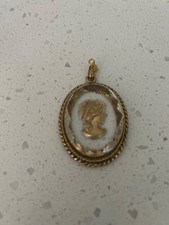 Art Deco Reverse-Carved Blue Glass Intaglio Rose Pendant with Paste Accents — listing 2