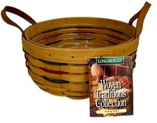 1998 Longaberger Handwoven Basket with Botanical Fields Fabric Liner and Plastic Protector — listing 6