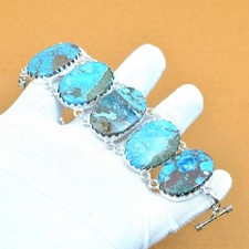Bohemian Tibetan-Style Wide Cuff Bracelet with Faux Turquoise Cabochon — listing 5