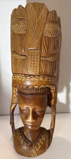 Carved Wood Hand Drum with Rawhide Head and Rope Lacing, Tribal Figure & Mask Motifs — listing 4