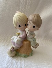 Precious Moments Porcelain Figurine - Boy with Puppy 'Tippy' and Bluebird at Doghouse — listing 3