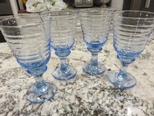 Libbey Sirrus Blue Ribbed Glass Goblets, Set of 8 — listing 3