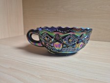 L.E. Smith Amethyst Carnival Glass Basket with Applied Handle and Ruffled Rim — listing 4