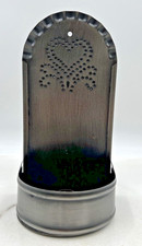 Punched Tin Candle Holder with Heart Handle, Folk Art Style — listing 5
