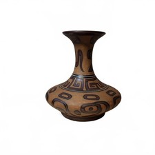 Hand-Painted Terracotta Redware Vase with Diamond and Scallop Motif — listing 2