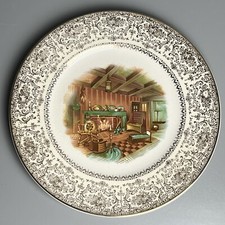 Salem China Imperial Service Plate with Colonial Courting Couple, Cobalt Blue & 23K Gold Filigree Border — listing 2