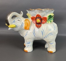 Vintage Figural Elephant Planter with Tree Stump Vase and Hand-Painted Flowers — listing 4