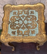 Vintage Italian Florentine Style Carved Wood Side Table with Cabriole Legs — listing 2