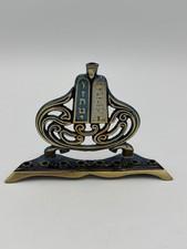 Vintage Israeli Brass Hanukkah Menorah with Twelve Tribes Motif and Ivy Scrollwork — listing 5