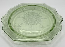 Anchor Hocking Princess Green Uranium Depression Glass 10" Handled Cake Platter — listing 5
