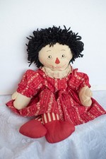Handmade Cloth Rag Doll with Hand-Painted Face, Yarn Braids, and Cream Muslin Dress — listing 3