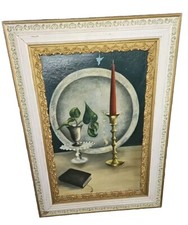 Antique Victorian Ornate Pierced Gesso and Oak Framed Wall Mirror with Acanthus Scroll Border — listing 4