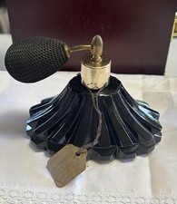 Vintage Cut Glass Vanity Perfume Bottle with Fan-Shaped Ornate Dauber Stopper — listing 6