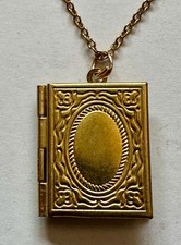 Vintage Book-Shaped Locket Pendant Necklace "This Is Your Life" Engraved — listing 4