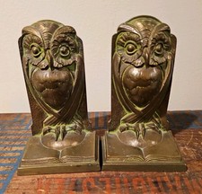 Vintage Solid Brass Owl Bookends, Pair, Handcrafted in Korea — listing 5