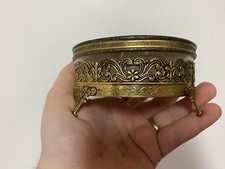 Vintage Hollywood Regency Gold Filigree Lucite Powder Box / Vanity Jar with Lid — listing 3