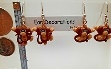 Nazca Lines Spiral Monkey Silver-Tone Dangle Earrings — listing 5