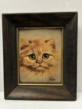 Vintage Sherle Two Kittens Lithograph Print in Ornate Silver Gilt Frame — listing 3