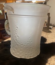 Frosted Glass Ice Bucket / Wine Chiller with Clear Square-and-Dot Motif — listing 2