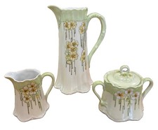 Antique Hand-Painted Porcelain Chocolate Set with Pot, Cups, Saucers & Tray Nippon, listing 4