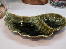 Vintage California Pottery Lazy Susan Chip & Dip Set with Figural Fruit Basket Bowl — listing 6