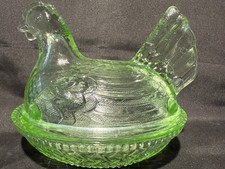 Vintage Uranium Vaseline Glass Salad/Luncheon Plate, 8.5 inch, Floral & Textured Sandwich Pattern, Green — listing 2