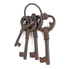 Ornate Cast Metal Wall-Mounted 3-Hook Key Rack with Scrollwork Openwork Panel — listing 5