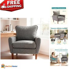 Contemporary Gray Upholstered Oversized Accent Chair with Track Arms — listing 5