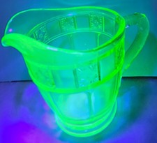 Green Uranium Depression Glass Creamer, Doric Pattern — listing 6