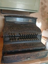 Antique Bronze-Finish Cash Register with Marble Shelf and Amount Keys