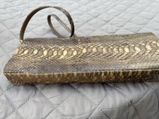 Stuart Weitzman Black Snakeskin Embossed Leather Envelope Clutch Bag — listing 6