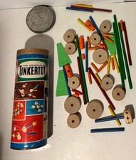 Vintage Tinkertoy-Style Wooden Construction Set with Spools, Rods, and Fabric Flags — listing 5