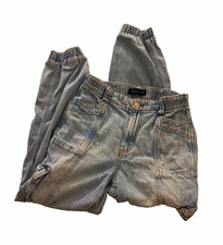 Aéropostale High Rise Denim Cargo Joggers, Light Acid Wash