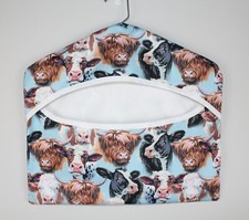 Vintage Clothespin Bag with Cow & Farm Print, Hanger-Top, and Wooden Clothespins