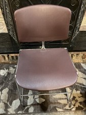 Vintage Steelcase Max Stacker Chrome Wire Frame Side Chair, Orange Upholstery, listing 6