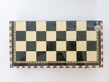 Brazilian Marquetry Folding Chess Board Box with Sugarloaf Mountain & Palm Tree Scene