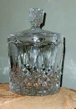 Vintage Pressed Glass Footed Covered Candy Dish with Grape & Leaf Pattern — listing 2