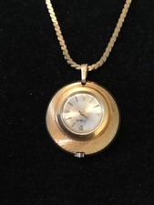 Vintage Sheffield Gold-Tone Pendant Watch Necklace with Original Chain, 1950s-1960s, Swiss Made — listing 5