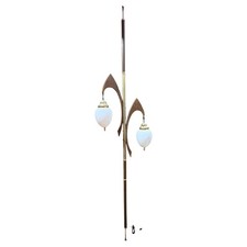 Mid-Century Modern Tension Pole Floor Lamp with Lucite Shades, Brass & Walnut — listing 3